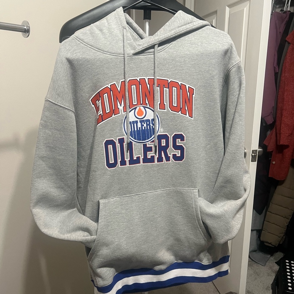 STARTER Gray Edmonton Oilers Hoodie